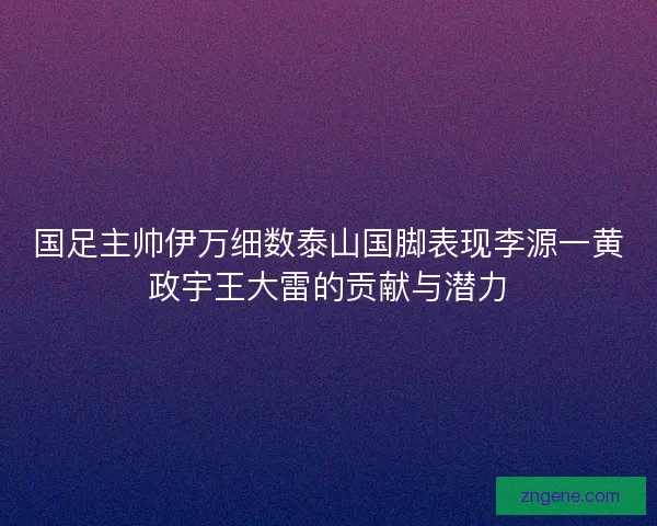 国足主帅伊万细数泰山国脚表现李源一黄政宇王大雷的贡献与潜力