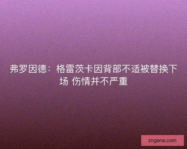 弗罗因德：格雷茨卡因背部不适被替换下场 伤情并不严重